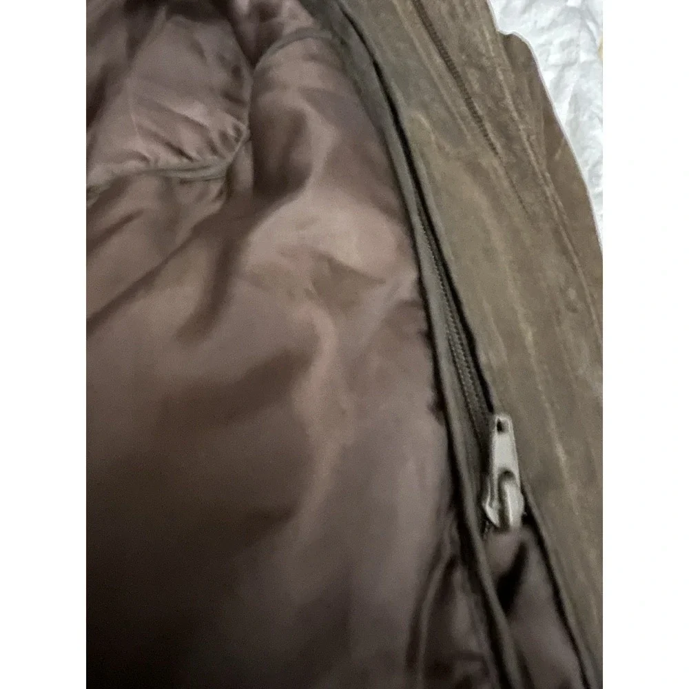 Leather Limited Men's Size L Brown Leather Bomber Jacket Zips & Snaps Zip Front